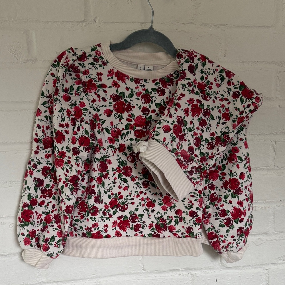 Janie and Jack Rose Pattern Set - Sweatshirt and Sweatpants